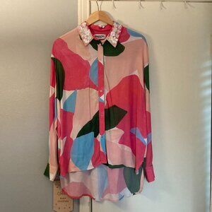 Essentiel Antwerp Bequin multicolor oversized shirt, sequin collar, sz. EU36/US4